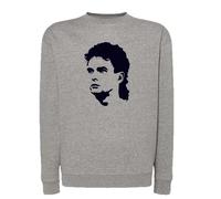 Felpa Roberto Baggio volto grigia girocollo e con cappuccio calcio anni 90