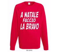 FELPA ROSSA FRUIT OF THE LOOM PER IL TUO NATALE: BRAVO E BRAVA