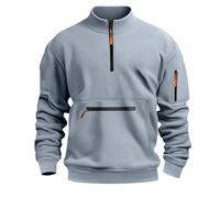 Felpa San Cappuccio da Uomo con Mezza Cerniera Grande Taglia Casual Confortevole Multi Tasche Per Il Lavoro All'Aperto Per La Vita Quotidiana Felpe Tinta Unita, 1-grigio, XXXXL