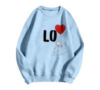 Felpa San Valentino uomo donna divertente amore felpa coppia manica lunga girocollo casual maglione manica lunga maglione donna, Celeste., L