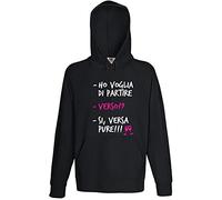 Felpa Scritta Simpatica Ho Voglia di Partire Verso, Versa - Regalo SIMAPATICO Vino BIRA Cocktail -NERAPY-00577_N-L-Uomo-Nera