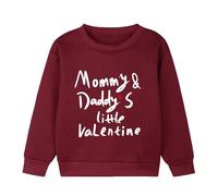 Felpa Senza Cappuccio Bambina Felpe Girocollo con Stampa Lettera Felpa Invernale Pile Spesso Ampia Comoda Felpe Invernali Maniche Lunghe Pullover Autunno Casual Moda per 1-9 Anni (Red, 3-4 Years)