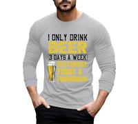 Felpa senza cappuccio bevitore birra amante della birra scritta divertente t-shirt Oktoberfest maniche lunghe con stampa birra Monaco di Baviera a maniche lunghe, grigio., 4XL