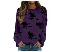 Felpa Senza Cappuccio da Donna, Felpe Felpata Donna Maniche Lunghe Girocollo Fantasia Leggera con Stampato Fantasma della del Giorno di Ognissanti Felpa Pile Donna per Autunno E Autunno
