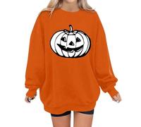 Felpa Senza Cappuccio da Donna, Felpe Felpata Donna Tema Fantasma Pullover Top Moda Stampa Grafica Manica Lunga Casual Girocollo Leggere Confortevole Felpe Personalizzate per Lo Sport