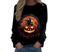 Felpa Senza Cappuccio da Donna, Pullover Donna Tema Fantasma Pullover Top Moda Stampa Grafica Manica Lunga Casual Girocollo Leggere Confortevole Maglia Felpata Donna per Lo Sport
