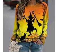 Felpa Senza Cappuccio da Donna, Pullover Girocollo Donna Skeleton Senza Cappuccio Scheletro Maglietta Maniche Lunghe Print Girocollo Felpa Top Sweatshirt Donna per Lo Sport