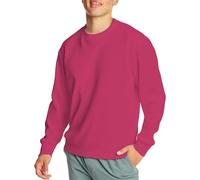 Felpa senza cappuccio, da uomo, a maniche lunghe, a maniche lunghe, per il tempo libero, sport, fitness, attività all'aria aperta, stile casual, rosso anguria, L