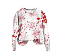 Felpa Senza Cappuccio di Halloween da Donna, Felpa Donna Halloween Skeleton Senza Cappuccio Scheletro Maglietta Maniche Lunghe Print Girocollo Felpa Top Felpe Oversize Donna per Lo Sport