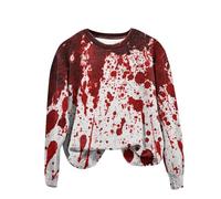Felpa Senza Cappuccio Donna, Costume Halloween Donna Gotico Maniche Lunghe Girocollo Fantasia Leggera con Stampato Fantasma della del Giorno di Ognissanti Felpa Donna Oversize per Lo Sport