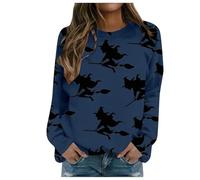 Felpa Senza Cappuccio Donna Curvy, Costume Halloween Donna Gotico Maniche Lunghe Girocollo Fantasia Leggera con Stampato Fantasma della del Giorno di Ognissanti Felpa Donna Curvy per Tempo Libero