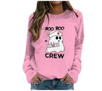 Felpa Senza Cappuccio Donna Curvy, Felpe Felpata Donna Skeleton Senza Cappuccio Scheletro Maglietta Maniche Lunghe Print Girocollo Felpa Top Felpa Leggera Donna per Lo Sport