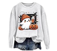 Felpa Senza Cappuccio Donna, Pullover Girocollo Donna Skeleton Senza Cappuccio Scheletro Maglietta Maniche Lunghe Print Girocollo Felpa Top Felpa Elegante Donna per Lo Sport
