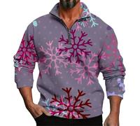 Felpa senza cappuccio in pile di cotone con zip per uomo primavera autunno inverno manica lunga Natale stampa 3D personalità casual confortevole allentato un terzo cerniera senza cappuccio morbido
