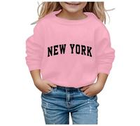 Felpa Senza Cappuccio Ragazza Felpa Bambina New York Felpe Ragazza a Manica Lunga Girocollo Pullover Calda Morbida e Comodo Hoodie Sportivo Casual Autunnale e Invernale per Bambine e (3-4 Years)