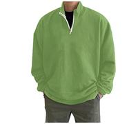Felpa Senza Cappuccio Tinta Unita da Uomo Autunno e Inverno Felpe con Zip a Un Quarto Collo Alto Grandi Dimensioni Pullover Sportiva Semplice Eleganti Larghi Maglia per Il Tempo Libero