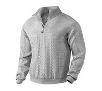 Felpa Senza Cappuccio Tinta Unita da Uomo Autunno e Inverno Felpe con Zip a Un Quarto Collo Alto Larghi Pullover Sportiva Semplice Eleganti Maglie Maniche Lunghe Abbigliamento per Il Tempo Libero