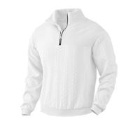Felpa Senza Cappuccio Tinta Unita da Uomo Autunno e Inverno Felpe con Zip a Un Quarto Collo Alto Larghi Pullover Sportiva Semplice Eleganti Maglie Maniche Lunghe Abbigliamento per Il Tempo Libero