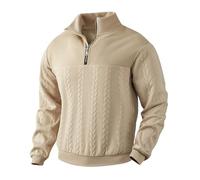 Felpa Senza Cappuccio Tinta Unita da Uomo Autunno e Inverno Felpe con Zip a Un Quarto Collo Alto Larghi Pullover Sportiva Semplice Eleganti Maglie Maniche Lunghe Abbigliamento per Il Tempo Libero