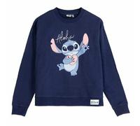Felpa senza Cappuccio Unisex Stitch Blu scuro XS