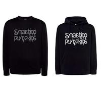 Felpa Smashing nera Pumpkins con stampa bianca o argento cappuccio o girocollo