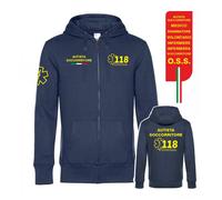felpa Soccorso sanitario 118 Italia unisex uomo donna con cappuccio e zip