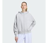 adidas Donna Soft Lux Full-Zip Hoodie Sweatshirt, Light Grey Heather, L