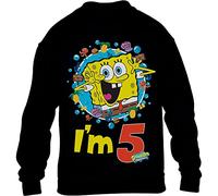 Felpa Spongebob Compleanno, Regalo Bambino 5 Anni Maglione per Bambini e Ragazzi 7-8 Anni Nero