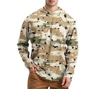 Felpa sportiva con cappuccio uomo primavera estate manica lunga leggera traspirante altamente elastico, Mimetico, XXL