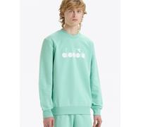 Felpa Sportiva girocollo UOMO Diadora Verde Neon Crew logo Pullover