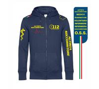 felpa stampa 112 Soccorso Europeo Italia unisex con cappuccio e zip