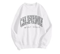 Felpa Stampa Felpa con Cappuccio Sportiva a Maniche Lunghe con Stampa di Lettere Allentate alla Moda da Donna Adesivi per Giubbotto Piumini (White, M)