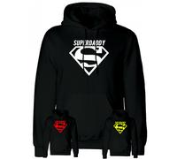 Felpa Superdaddy nera con cappuccio e tasca superman uomo regalo festa del papà