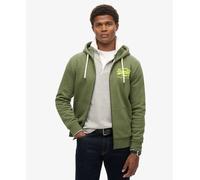 Felpa Superdry M2013717a Full Zip Uomo Misto Cotone Verde Oliva
