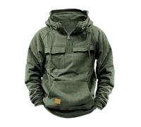 Felpa tattica da uomo con cappuccio 1/4 con cerniera, a tinta unita, a maniche lunghe, con grandi tasche, doppia tasca, top da lavoro (verde menta, L)