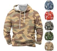 Felpa termica da uomo con cappuccio mimetica colorata patchwork felpa con cappuccio calda per esterni con cappuccio foderato in pile casual stampa mimetica felpa a maniche lunghe con cappuccio felpa
