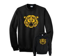 FELPA TIGRE nera stampa gialla old school tattoo con cappuccio o girocollo