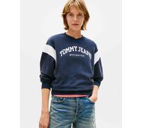 Felpa Tommy Jeans Boxy Varsity blu bianca donna - L