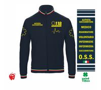 Felpa Tricolore AMBULANZA SOCCORRITORE NUMERO di EMERGENZA PERSONALIZZATA