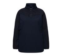 Ulla Popken Sweatshirt, Stretch, Teddyfleece, Troyerkragen, Langarm Maglia di Tuta, Marina, 16-18 Donna