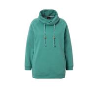 Ulla Popken Sweatshirt, Weiter Stehkragen, Taschen, Raglan-Langarm Maglia di Tuta, Verde, 54-56 Donna