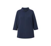 Ulla Popken Sweatshirt, Querrippen, Stehkragen, 3/4-arm Maglia di Tuta, Blu Marino, 62-64 Donna
