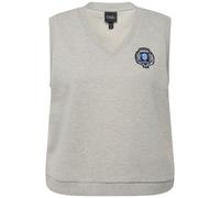 Felpa Ulla Popken donna taglie forti pullover college patch scollo a V