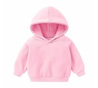 Felpa unisex con cappuccio, con tasche, tinta unita, per le mezze stagioni, per il tempo libero, per il tempo libero, leggera, per l'inverno, 12 mesi, 6 anni, Colore: rosa., 120
