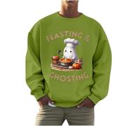 Felpa unisex con simpatico spirito di cuoco per il giorno del Ringraziamento, maglione "Feasting & Ghosting", divertente top autunnale per il giorno del Ringraziamento, Stil_v05 verde, L