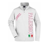 Felpa Unisex Full Zip - Città di Palermo - Super vestibilità Top qualità (IT, Testo, XXL, Regular, Regular, Bianco)