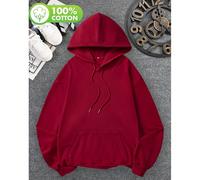 Felpa unisex in cotone, modello basic, ampia e con coulisse, dotata di tasche, perfetta per la primavera e l'autunno. Maglia fluida, morbida, traspirante, a maniche lunghe con spalle scese. L,M,S,XL,X