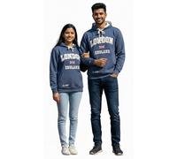 Felpa Unisex London England Hoodie Hooded Denim Blue New 2020 Colour Blu Denim M