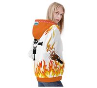 Felpa Unisex Portgas D. Ace, One Piece - Felpa con Cappuccio, Taglie XS-7XL, 100% Poliestere, Leggera, Zip al Petto, Anime Adulti (IT, Testo, L, Regular, Regular, Bianco)