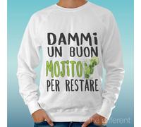 Felpa Uomo Bianco Dammi Un Buon Mojito Per Restare Idea Regalo